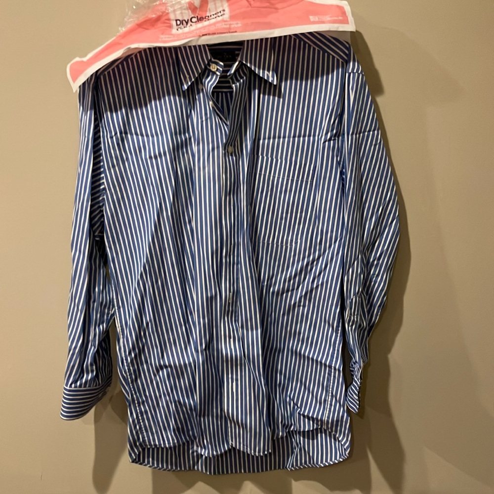 Blue and White Pinstripe Dress Shirt